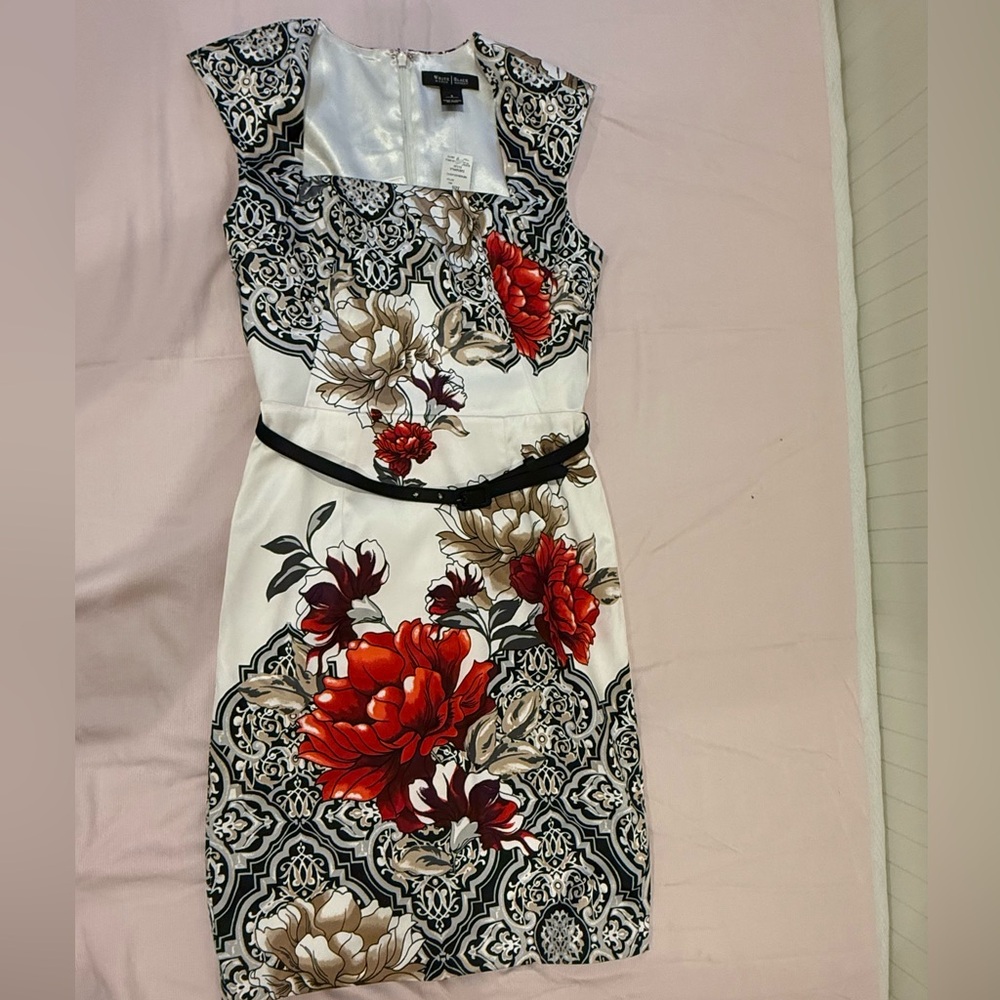 White House Black Market Red and Black Floral Mini Dress